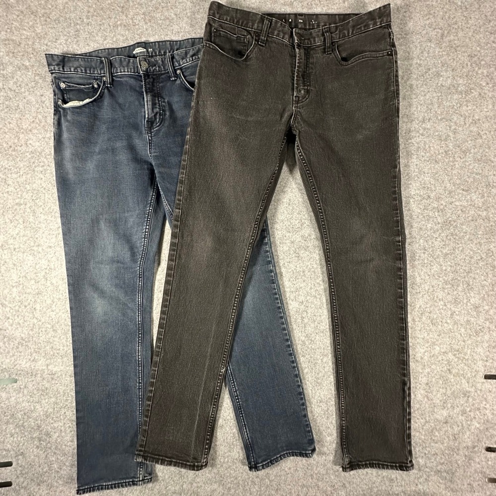 Old Navy Slim 24/7 Jeans Bundle 32x32 and 34x30 Blue Black Mens Stretch